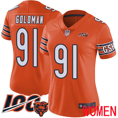 Chicago Bears Limited Orange Women Eddie Goldman Alternate Jersey NFL Football #91 100th Season